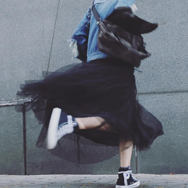 TWOTWINSTYLE, летняя длинная юбка в сеточку, женская Свободная юбка с эластичной резинкой на талии, большие размеры, повседневные женские юбки, модная новинка