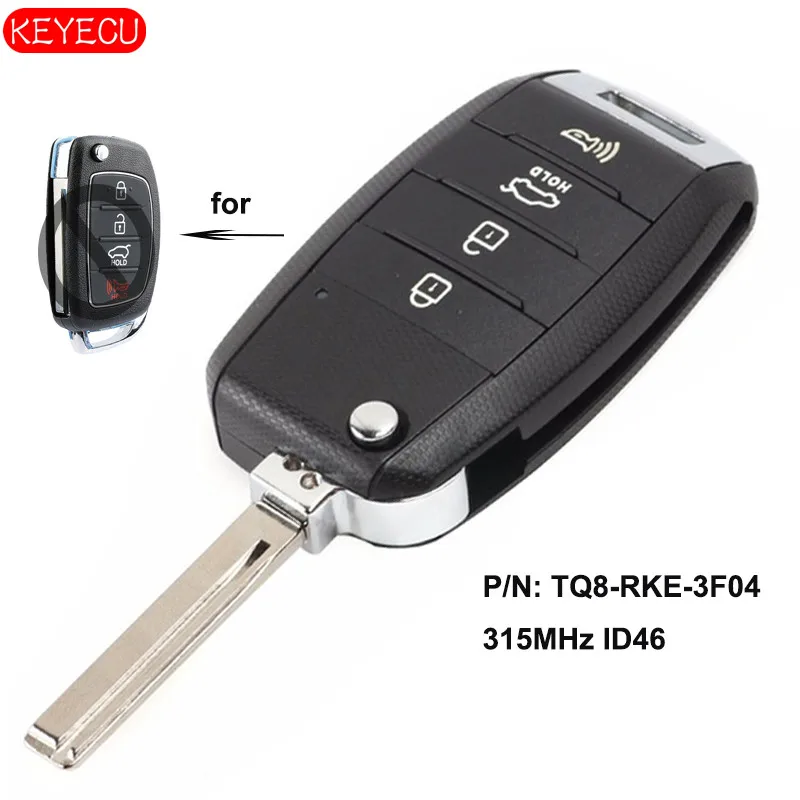 Обновленный дистанционный ключ-брелок Keyecu с 3 кнопками 315 МГц чип ID46 для Hyundai Santa Fe