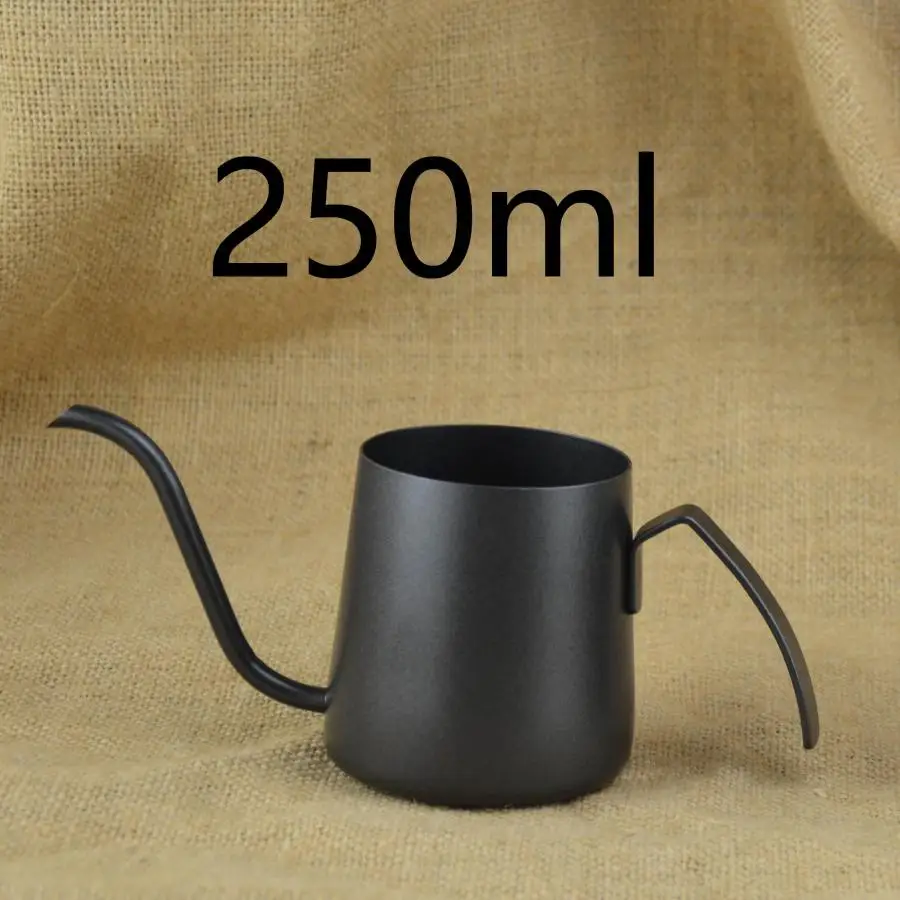 250ml Black New Маленький подвесной чайник из нержавеющей стали ручной тупой чайник капельный кофейник чайник с длинным носиком чайник домашний кухонный чайный инструмент - Цвет: 250ml Black New