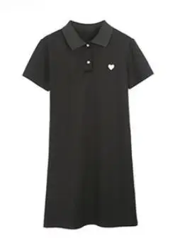 black tunic type Летняя туника, футболка, платья, Лидер продаж, женское платье в консервативном стиле, Корея, повседневное милое мини-платье с коротким рукавом, зеленый, черный, белый цвета, 7614 - Цвет: black tunic type