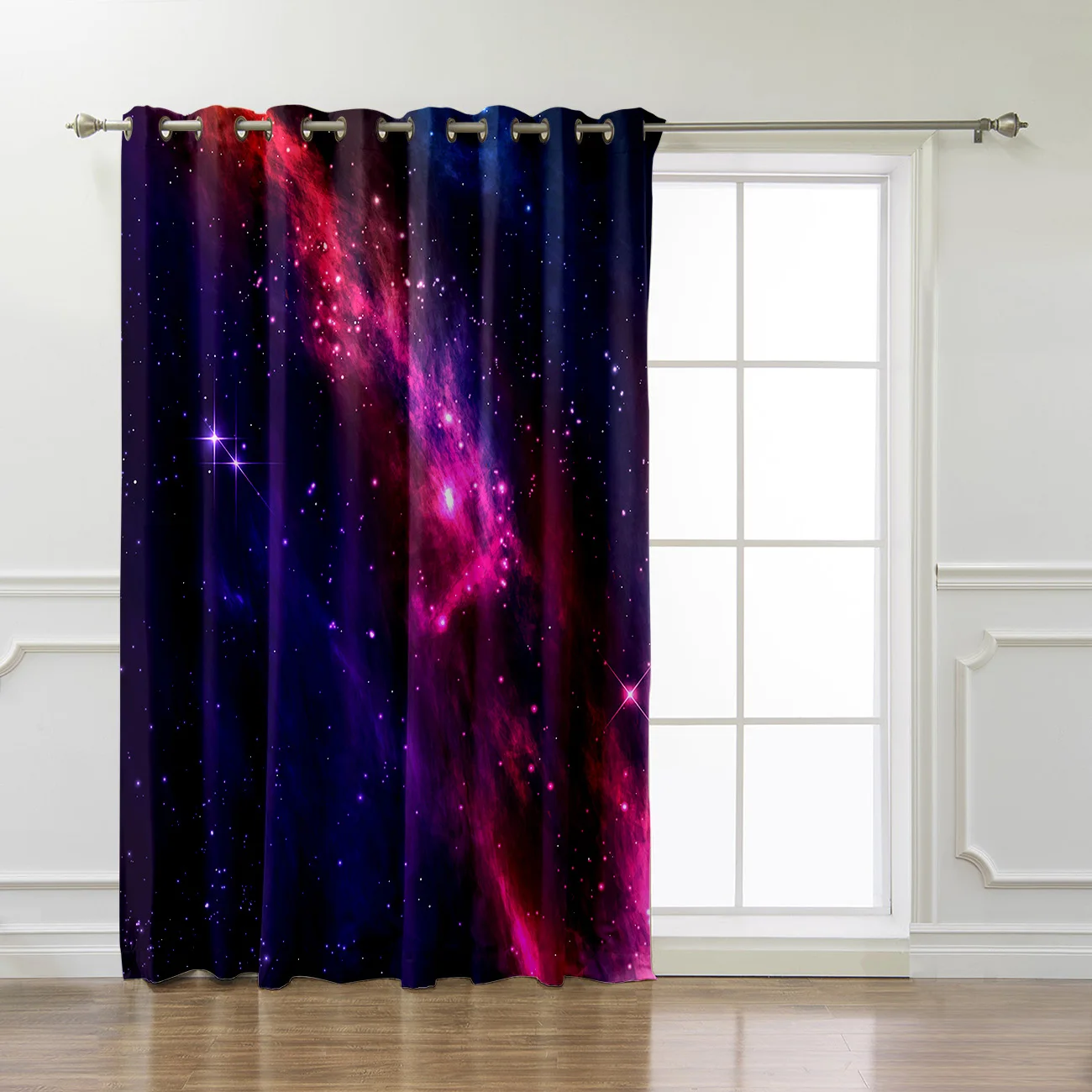 Кокосовые шторы с абстрактным галактическим пейзажем фиолетовые комнатные