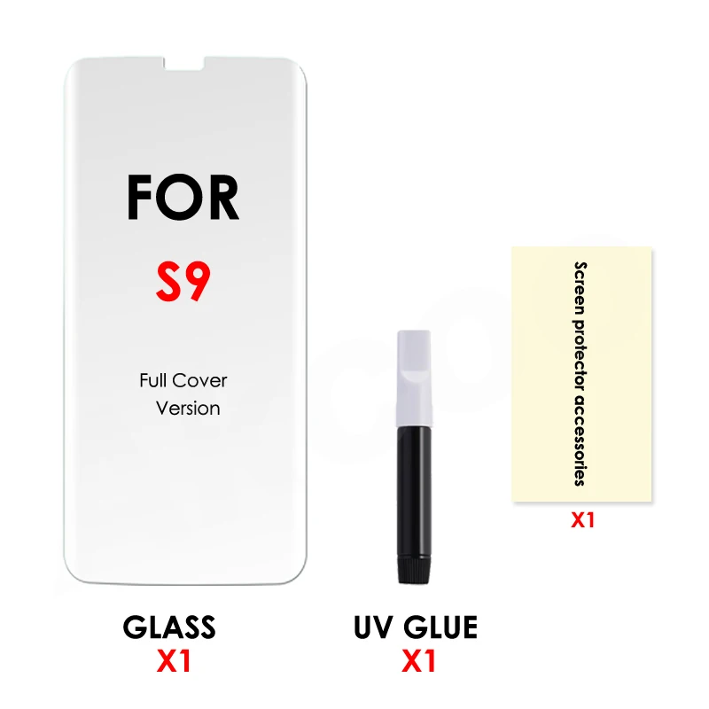 for S9 Akcoo S10 Plus закаленное стекло Полный Клей протектор экрана для samsung Galaxy S8 9 Plus Note 8 9 10 UV стекло протектор экрана - Цвет: for S9