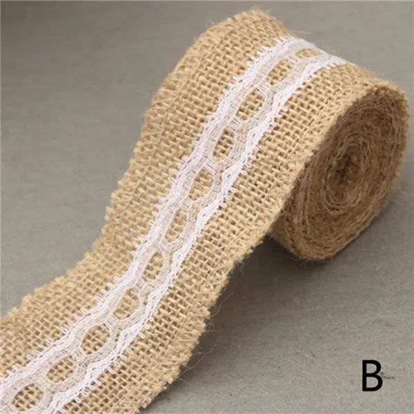 50mm 2 м джутовая Мешковина Hessian лента с кружевной отделкой рулон ленты Винтаж деревенский Рождество свадебное украшение ремесло DIY подарочная упаковка AA8032 - Цвет: 50mm