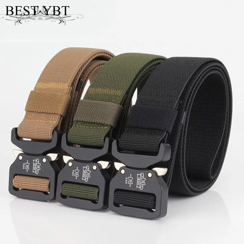 

Best YBT Unisex belt fashion elasticity Nylon Alloy Insert buckle belt Quick release sport casual cowboy Men and Women belt
