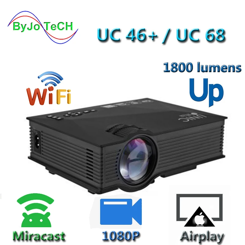 

New Upgrade UNIC UC68 multimedia Home Theatre 1800 lumens led projector with HD 1080p Better than UC46 Support Miracast Airplay