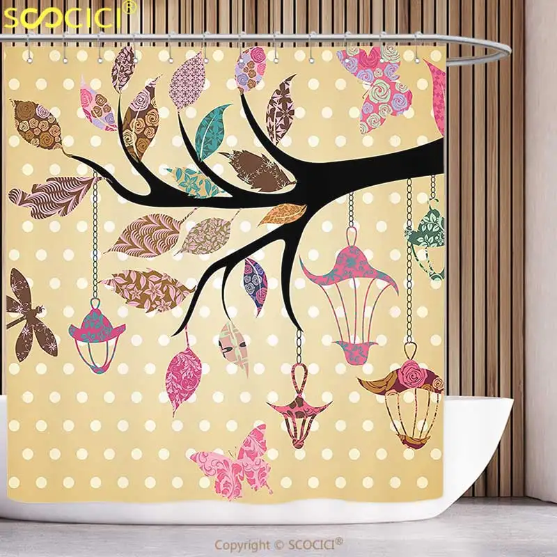 Декоративная занавеска для душа деревенский декор ветка дерева с оригинальным