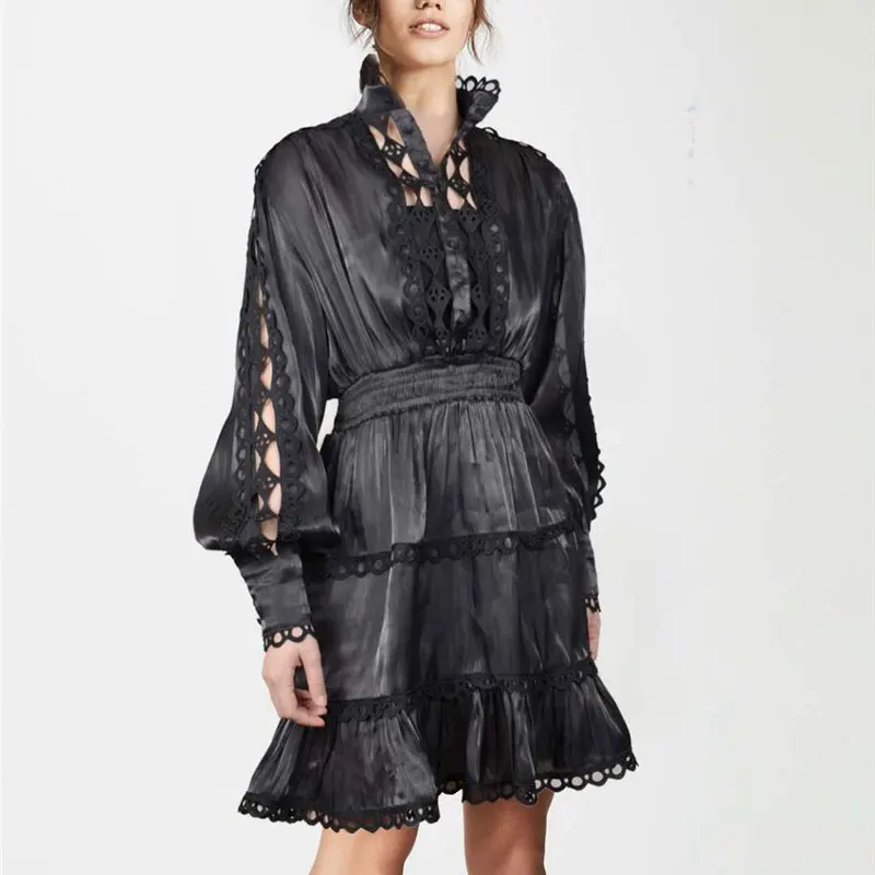 Высокое качество 2019 Элегантное открытое кружевное отдых пляж женское мини