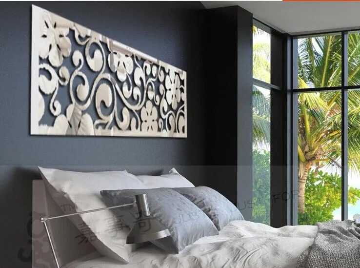 Новый кристаллый акриловый 3D вырезами цветок настенное зеркало в раме наклейки 3d