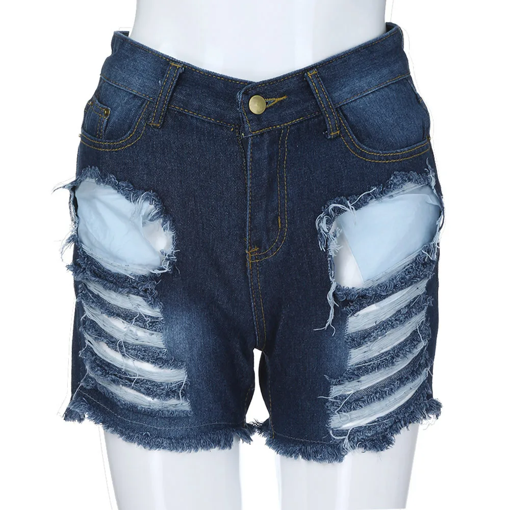 Женские ностальгические джинсовые шорты с дырками и кисточками повседневные