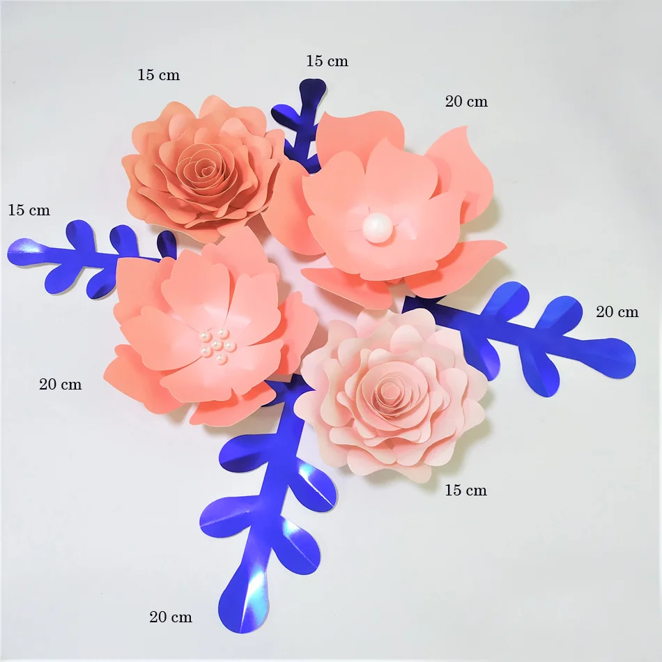 Набор из розовых роз ручной работы сделай сам бумажных цветов и листьев для