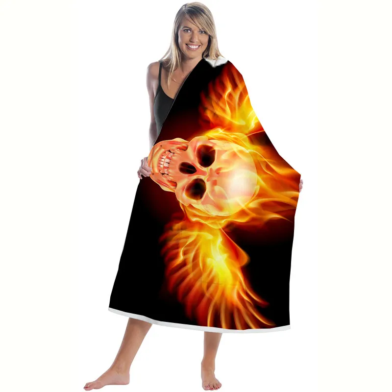 Пляжное полотенце с черепом Microfine из микрофибры для спортзала бассейна большой