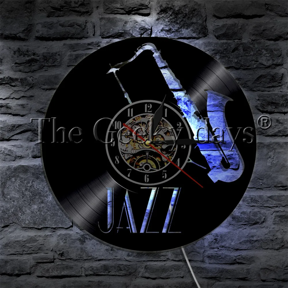 Джаз браслет виниловая запись настенные часы домашний декор Ретро Рок н ролл