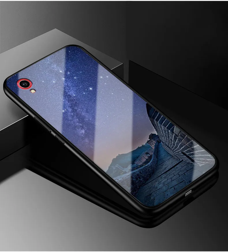 04 ДЛЯ Vivo Y91c чехол Y91i PC Пластиковый стеклянный чехол для телефона черный ТПУ бампер чехол для Vivo Y91i Vivo Y91c закаленное стекло Жесткий Чехол - Цвет: 04