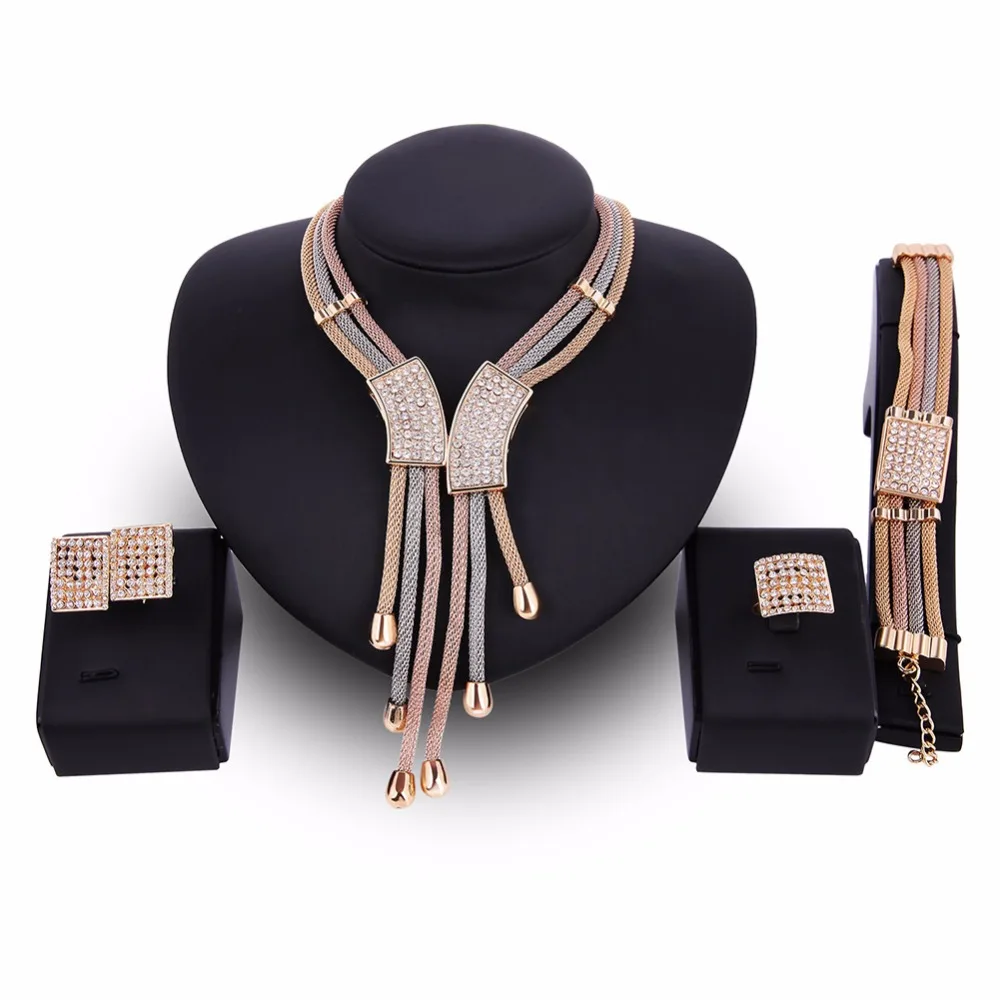 Комплект из колье и серёг золотистого цвета|jewelry sets for women|jewelry setsset women |