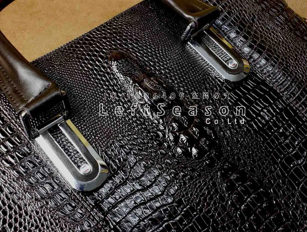 Мужской кожаный портфель в стиле аллигатора темно коричневый для ноутбука BF2|dark