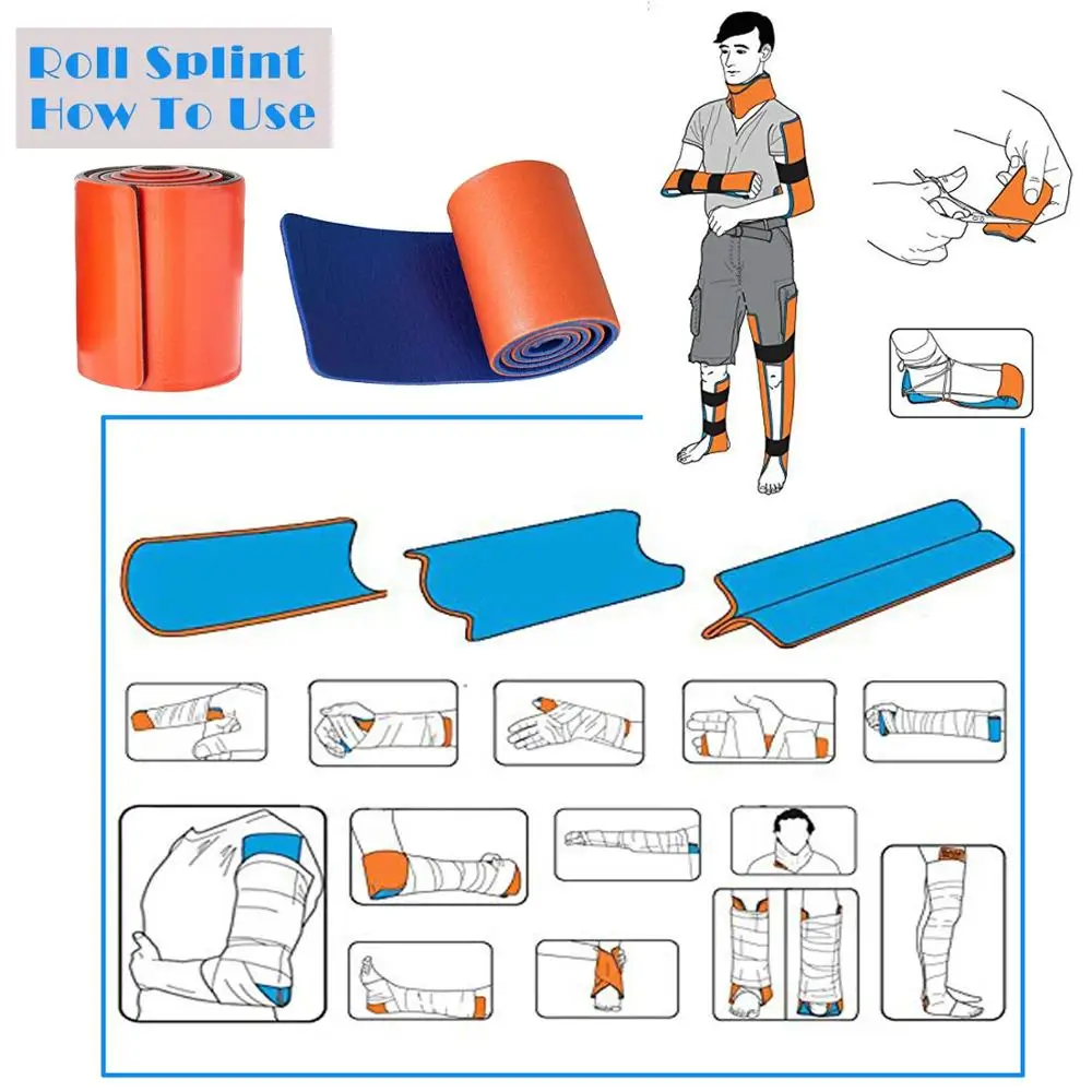 Reusable Medical Splint Roll First Aid EMT Bag Rolled Outdoor Family Emergency Fracture Fixed for Neck Leg Arm Injuries  Безопасность