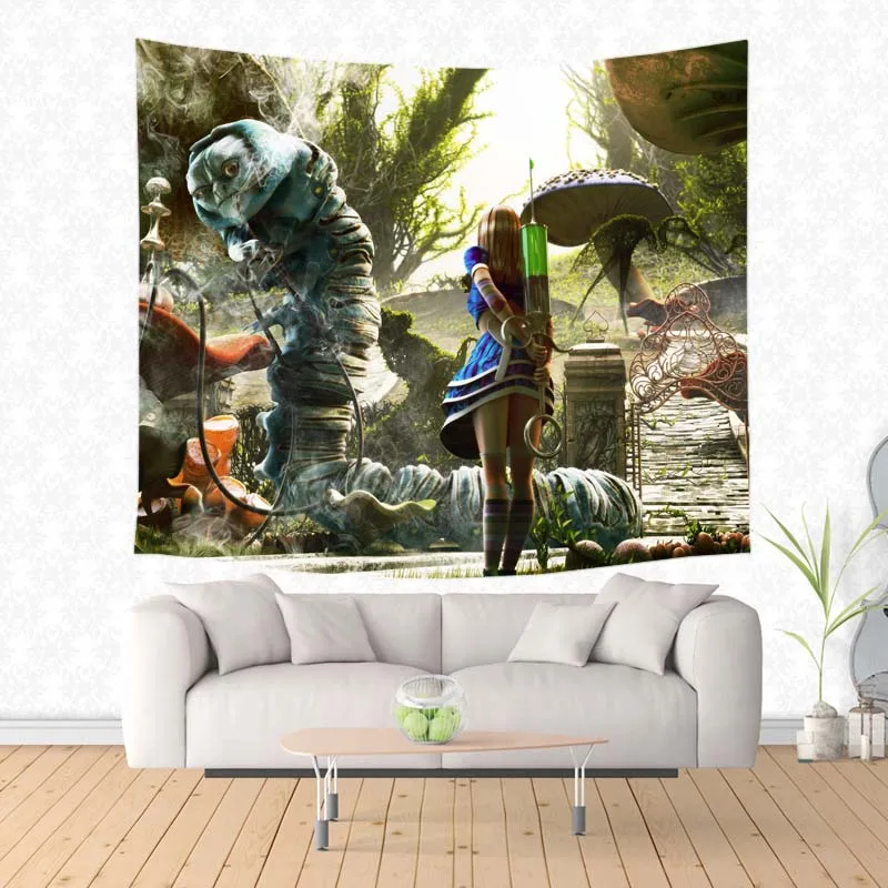 Настенный декоративный гобелен с принтом Алисы в стране чудес пляжный коврик