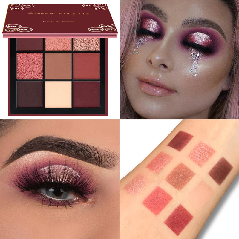 Палитра теней для век MIAOOL 9 цветов отжимаемая палитра макияжа мерцающие