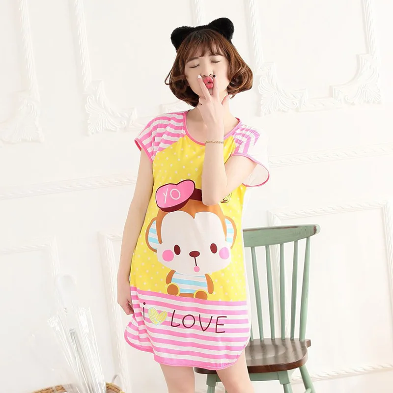 2018 летние женские короткий рукав сна платье прекрасный дом услуги мультфильм