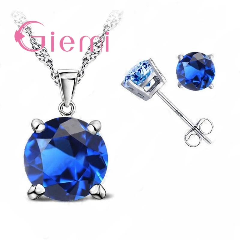 

Modern Charming Stud Earrings Necklace Pendant Crystal Jewelry 925 Sterling Silver Cubic Zirconia For Women Perfect Gift