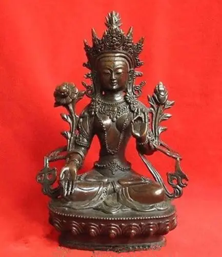 Бесплатная тибетская бронзовая белая статуя Будды Kwan-yin Tara 6 4 &quotH | Дом и сад