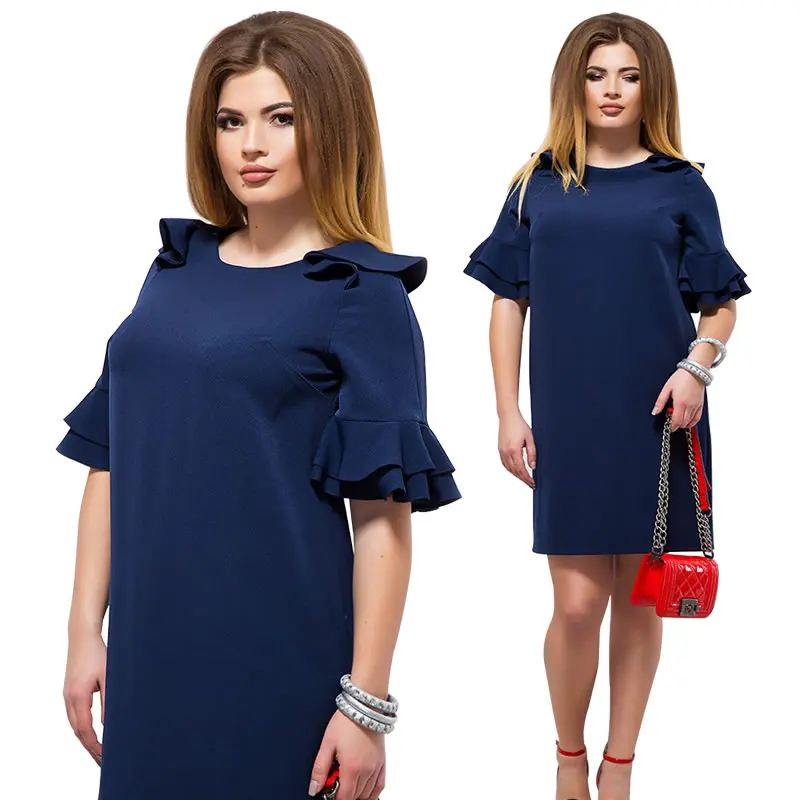 2018 размера плюс женская одежда с оборками летнее платье большого прямое пляжное