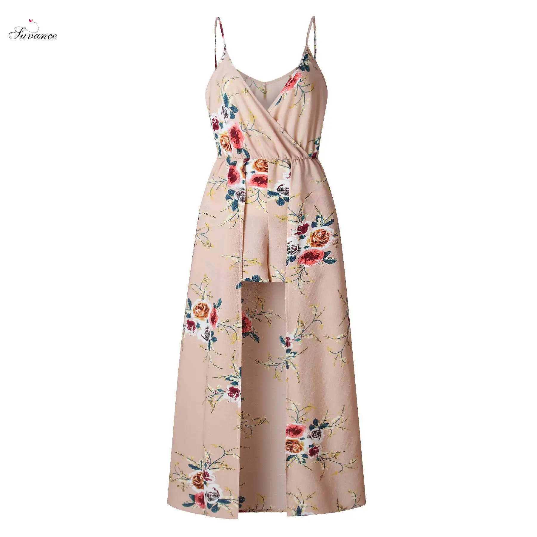 Женское длинное пляжное платье Suvance летнее с v образным вырезом и высокой