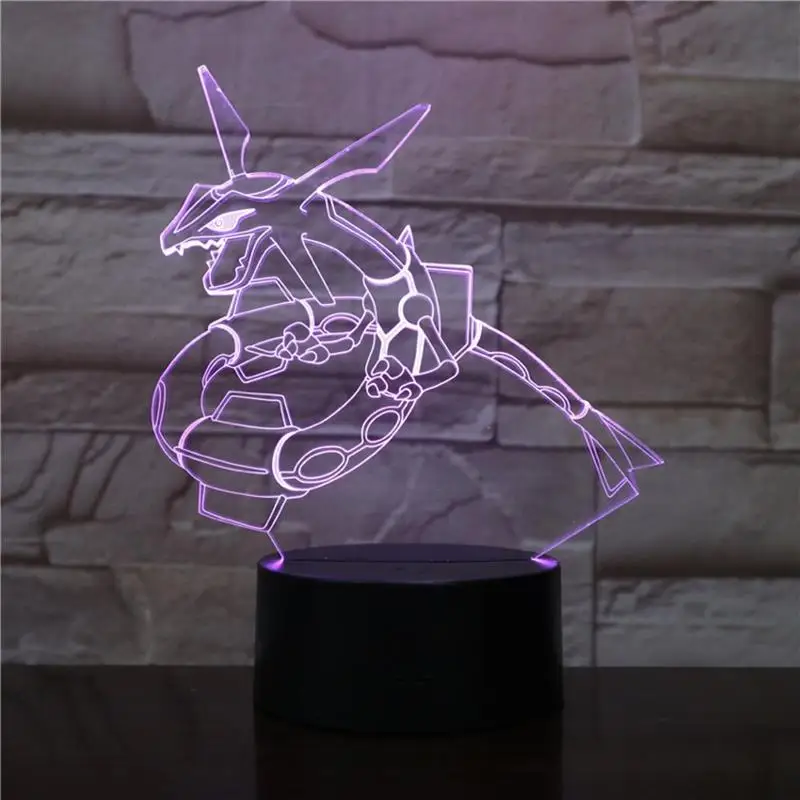 Мультфильм 3D лампа покемон игры фигурки Rayquaza ночной Светильник СВЕТОДИОДНЫЙ многоцветный детский подарок мальчик малыш игрушка Праздник Вечеринка светильник ing
