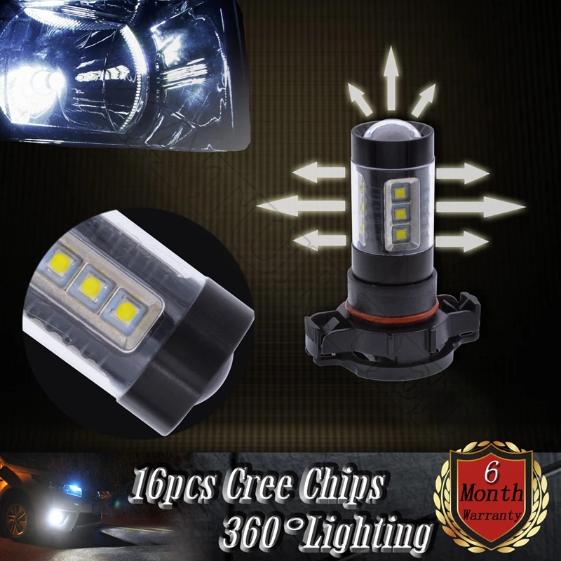 H16 5202 туман свет 80 Вт creechip LED автомобиля Стилизация лампа авто огни 6000 К ксенон