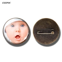 1 piece personality vintage brooches custom brooch photo of your friends baby moom lover custom pin gift for family