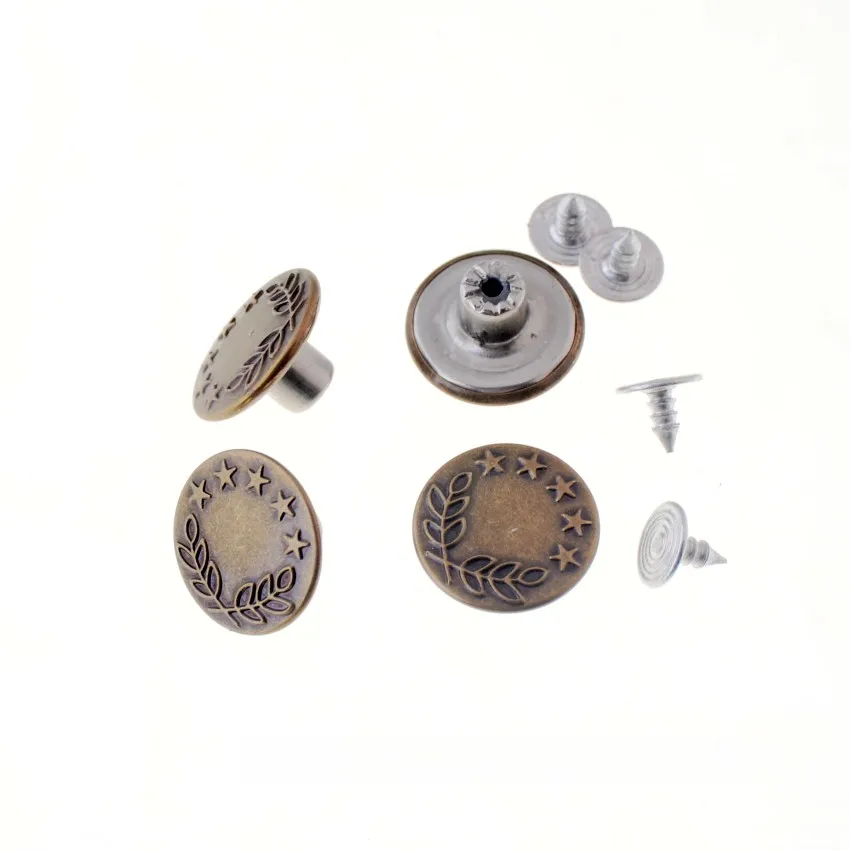 Бесплатная доставка 20 компл./лот 17 мм бронзовые Модные металлические джинсы