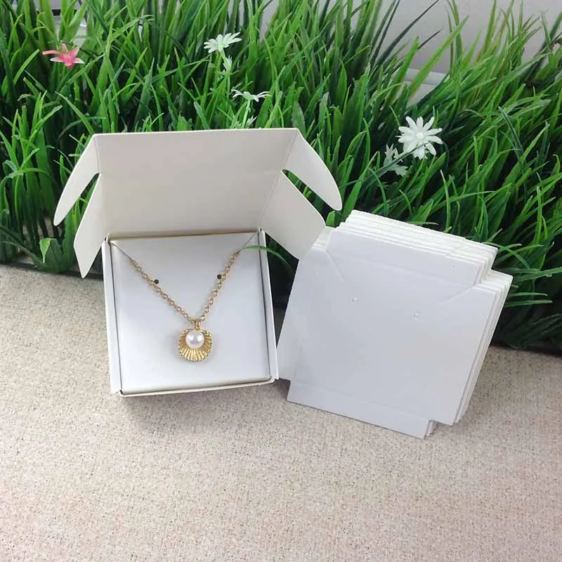 Модные серьги/ожерелье коробка крафт коробка Подушка Коробка для серьги/ожерелье/Кольцо/набор украшений/ручной работы подарок 50 коробка+ 50 внутренних карт