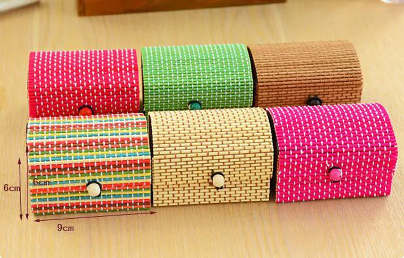 Маленькая бамбуковая шкатулка для хранения ювелирных изделий ручной работы 100