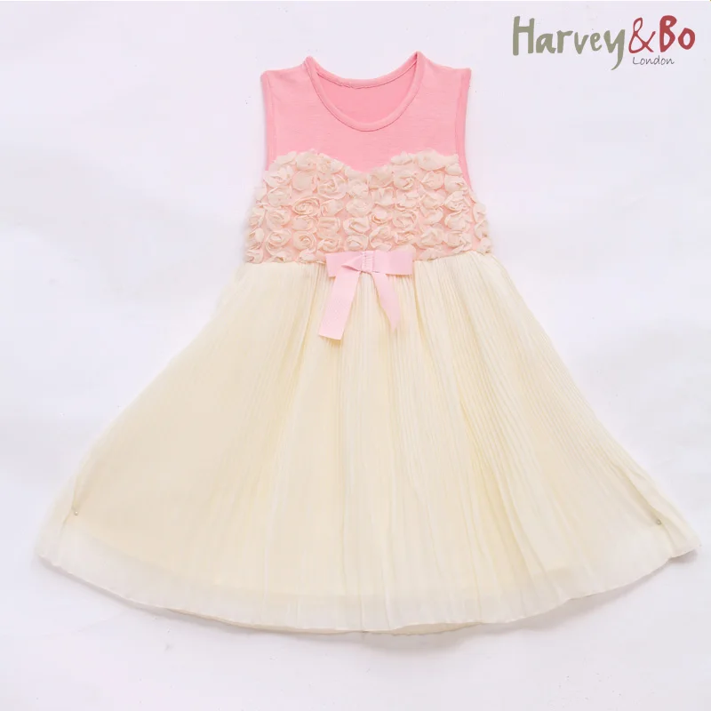 Шифоновое платье для девочек милое вечернее принцессы с цветами в Корейском