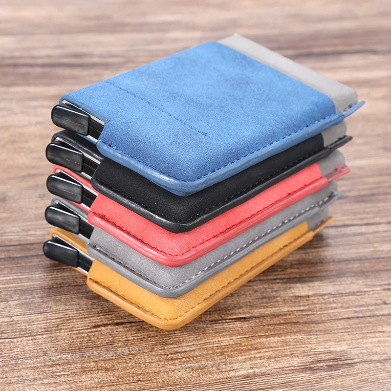 

BONAMIE Aluminum RFID Wallet With Front Back Pocket Bank Credit Card Case Holder Mini Slim Automatic Pop up Card Holders Unisex