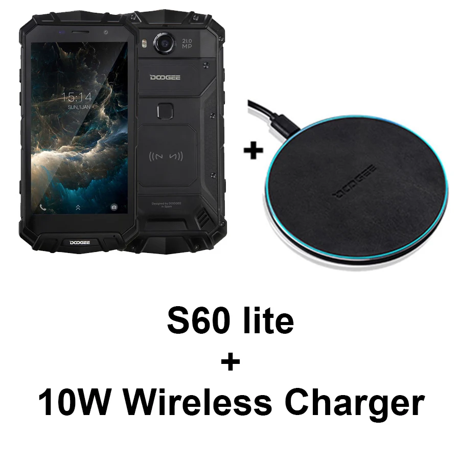 Add wireless charger DOOGEE S60 Lite IP68 вода 5580 мАч Беспроводная зарядка 12V2A Быстрая зарядка 5,2 ''FHD MT6750T Восьмиядерный 4 ГБ 32 ГБ смартфон 16,0 Мп камера - Цвет: Add wireless charger