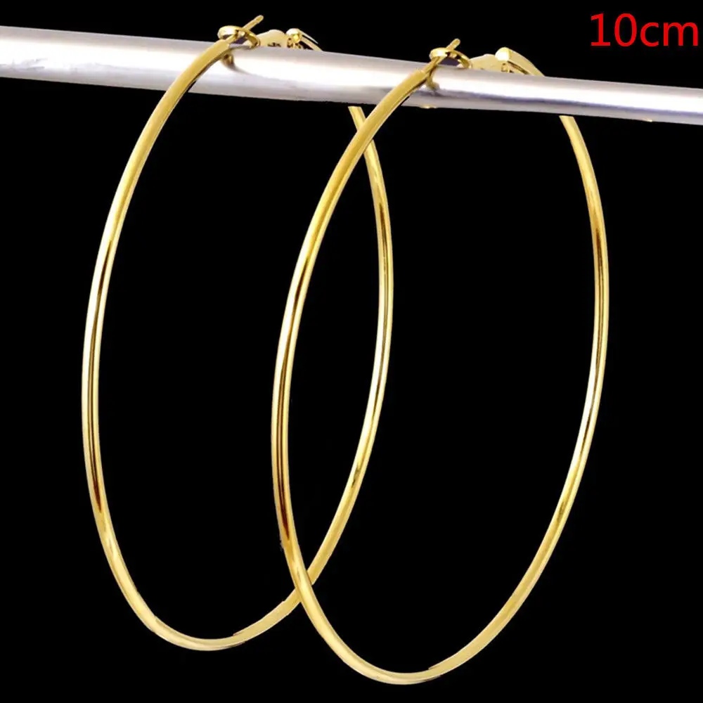 Gold 8cm Модные большие серьги-кольца большие гладкие серьги-кольца знаменитый бренд Петля Серьги для женщин ювелирные изделия 8 см - Окраска металла: Gold 8cm