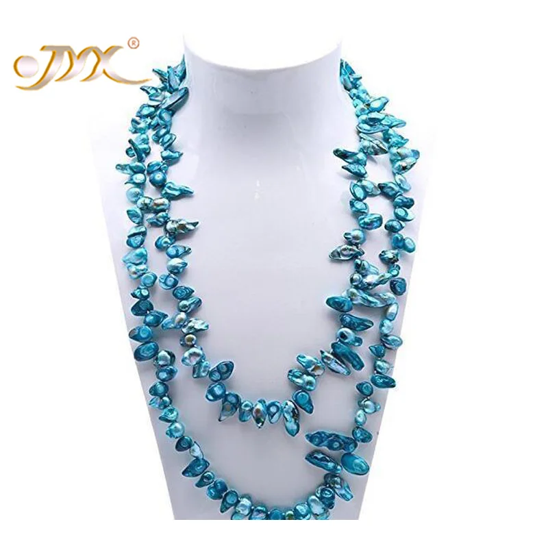 Длинное жемчужное ожерелье в форме зубов из пресноводного жемчуга многоцветное