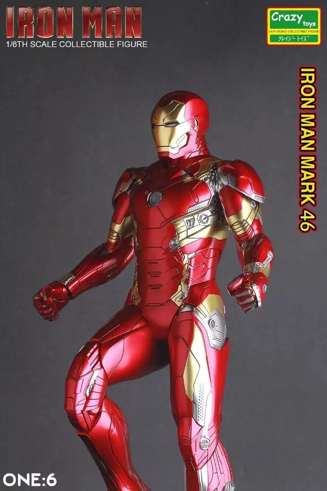 Сумасшедшие игрушки Железный человек Mark XLVI фигурку 1/6 Масштаб Окрашенные рис IronMan Mk46 Marvel ПВХ фигурки героев игрушки Brinquedos