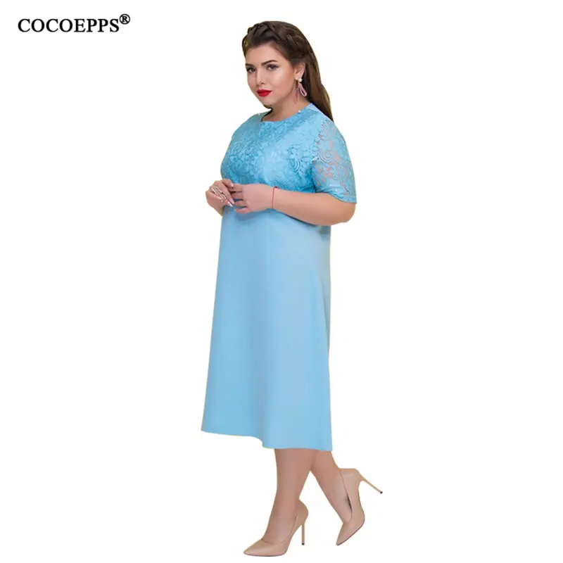 Женское платье туника COCOEPPS Кружевное облегающее большого размера на осень и лето
