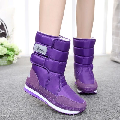 Purple REAVE CAT/теплые зимние ботинки женские ботинки до середины икры, водонепроницаемые зимние ботинки, Нескользящие женские ботинки, женская обувь, S607a - Цвет: Purple
