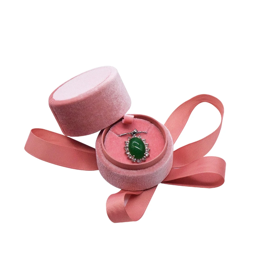 1 шт. бант шкатулка для ювелирных изделий круглый органайзер кулон фланелевый