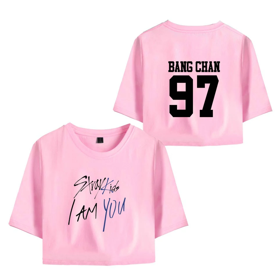 KELUOXIN Kpop StrayKids футболка с коротким рукавом I am YOU Album Crop Tops Женская Хип-хоп сексуальная открытая детская футболка с пупком