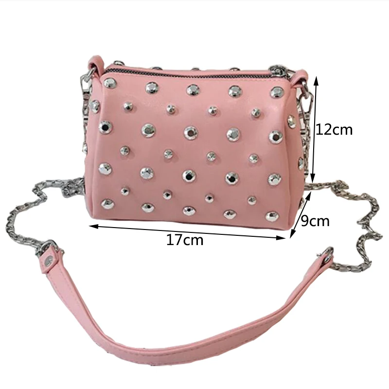Yogodlns Bags For Women New Fashion Rivet PU Leather Women Bag Diamonds Shoulder Messenger Bag Chains Small Flap Crossbody Bag