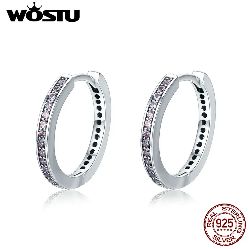 XCHS529 WOSTU модные 925 пробы серебряные 4 цвета Простой золотистый прозрачный CZ женские серьги-гвоздики для женщин модные ювелирные изделия подарок - Окраска металла: XCHS529