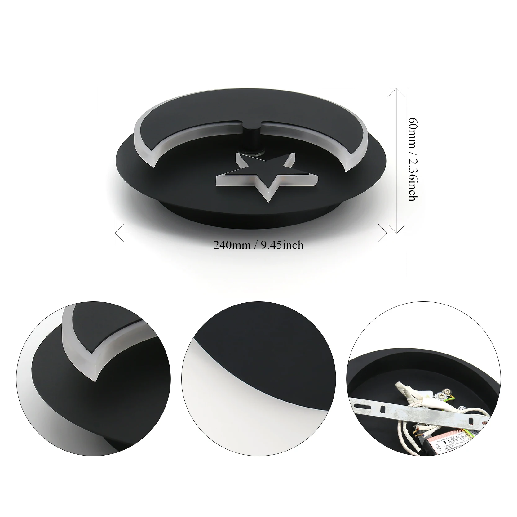 

Modern Home Bedroom Decor Led Indoor Wall Lights Lamp Rotatable Arc Floor Wall Sconce Lighting 12W White Black Moon And Star