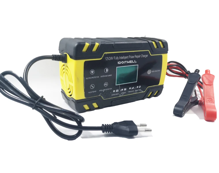 Автоматический 12V 24V для автомобилей и мотоциклов, Батарея Зарядное устройство 12V 8A 24V 4A VRLA объект соглашения о качестве предоставляемых услуг AGM гель Зарядное устройство ремонт импульса свинцово-кислотная батарея зарядное устройство