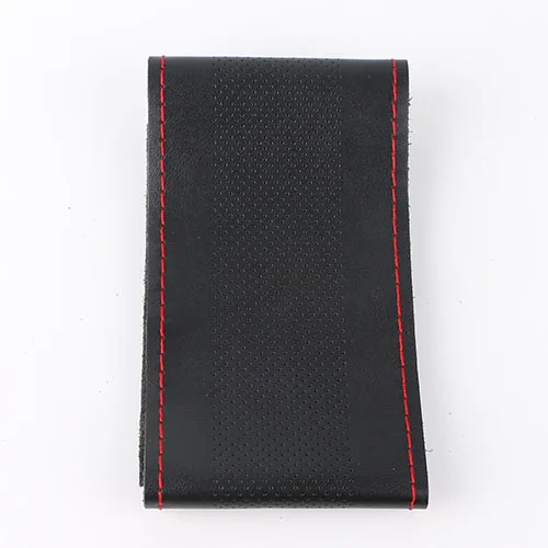 Black red line DIY натуральная кожа чехол рулевого колеса автомобиля с иглами и резьбой Универсальный Funda Volante Cuero - Название цвета: Black red line