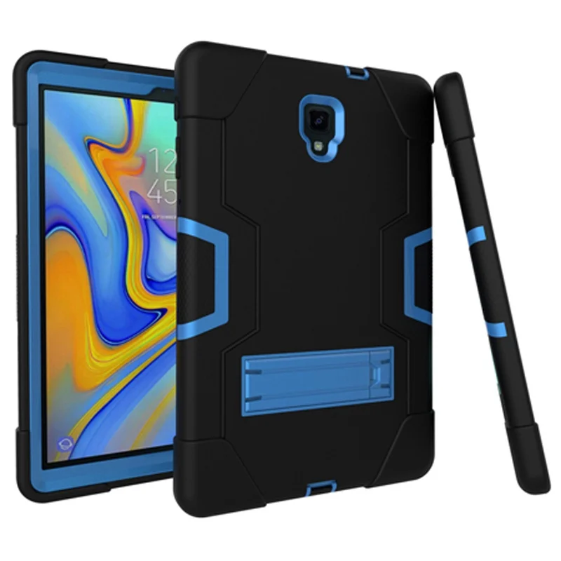 Детский противоударный Гибридный Силиконовый чехол для samsung Galaxy Tab A 10,5 T590 T595 T597, защитный чехол Tab A 10,5 дюйма, Чехол+ пленка+ ручка - Цвет: blackB