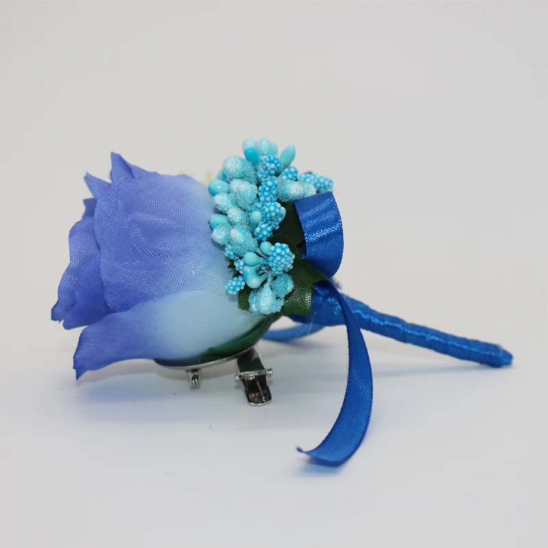 Бутоньерка для жениха синяя шелковая атласный цветок розы | Дом и сад